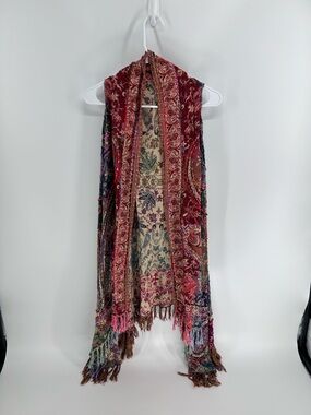 Handmade Bohemian Multicolor Paisley Fringe Kimono - M/L